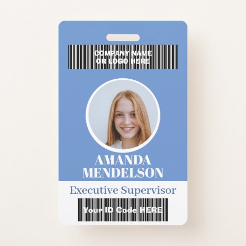 Personalized rounded staff photo ID tag barcode  Badge