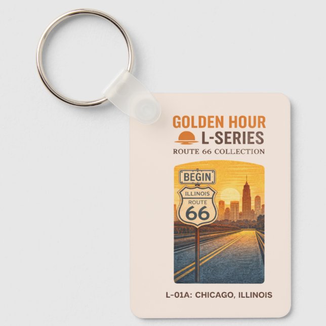 Personalized Route 66 Chicago Keepsake Keychain (Front)