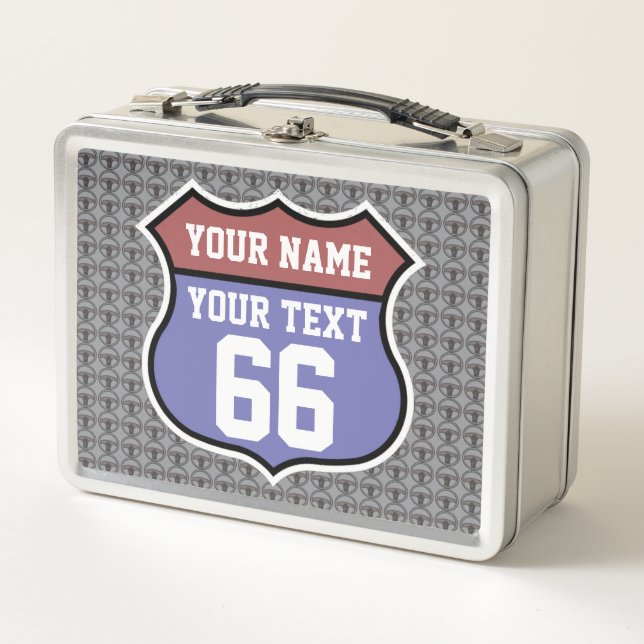 Personalized Route 66 Metal Lunch Box (Front)