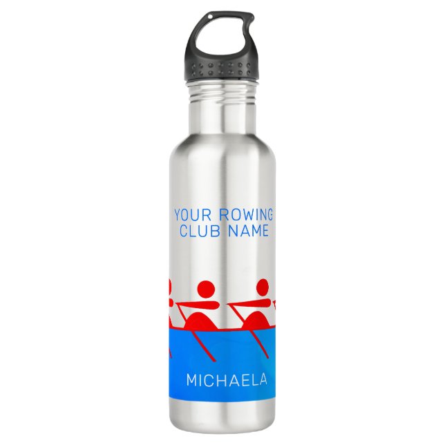 Personalized Rowing Club 4 Crew Stainless Steel Water Bottle (Front)