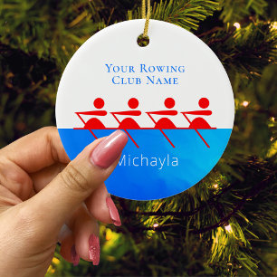 Personalized Rowing Club Crew Christmas Ceramic Ornament