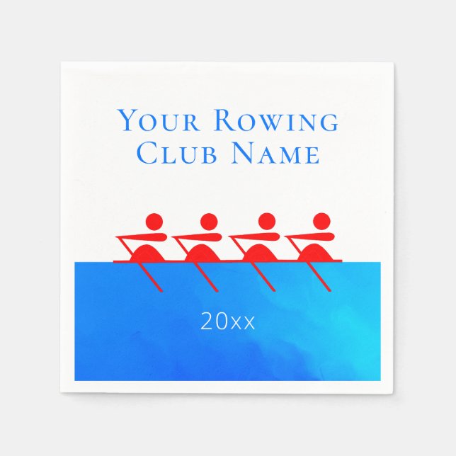 Personalized Rowing Club Team Paper Napkin (Front)