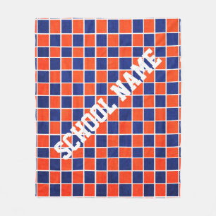 Personalized Royal Blue & Orange Checkered Blanket