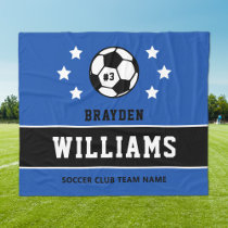 Personalized Royal Blue Soccer Player Name Fleece Blanket