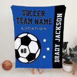 Personalized Royal Blue Soccer Player Name Fleece Blanket<br><div class="desc">Personalized soccer themed fleece blanket for soccer players when they're not scoring goals on the field, and for their parents to support their kids and stay warm at chilly games! Makes a unique team gift for travel tournaments. Design features a soccer ball customized with the player's uniform number, custom text...</div>