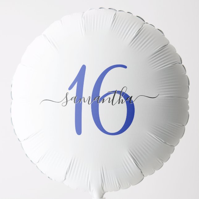 Personalized Royal Blue Sweet 16 Balloon (Front)