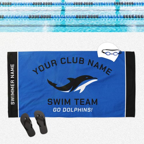 Personalized Royal Blue Swim Team Swimmer Name Beach Towel