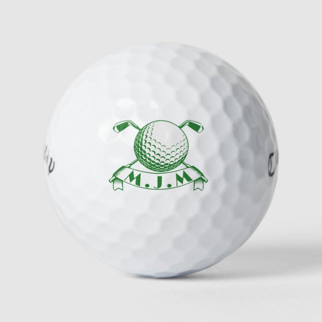Personalized Royal Crest Golf,  Custom Monogrammed Golf Balls (Front)