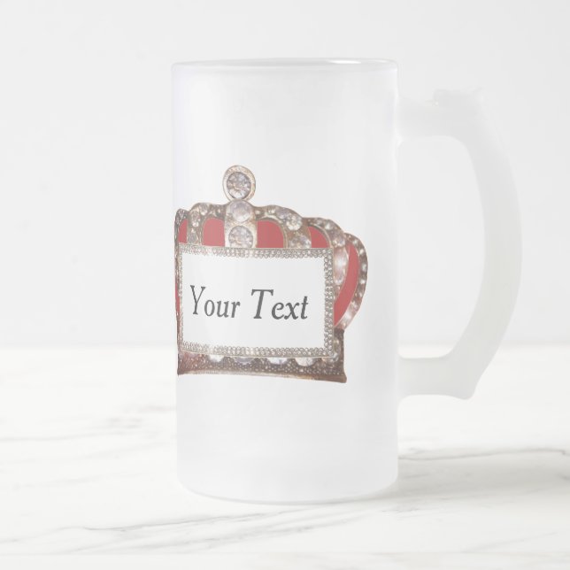 Personalized “Royal Crown” Frosted Glass Beer Mug (Right)