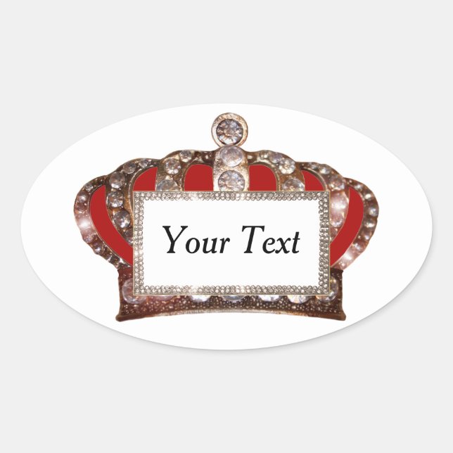 Personalized “Royal Crown” Oval Sticker (Front)