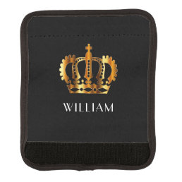 Personalized Royal Gold Crown Black Luggage Handle Wrap