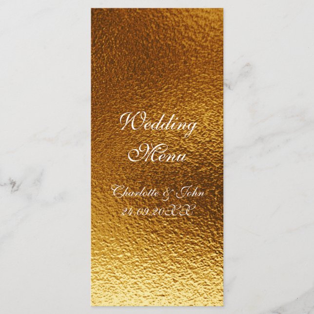 Personalized Royal Golden Shiny Wedding Menu (Front)