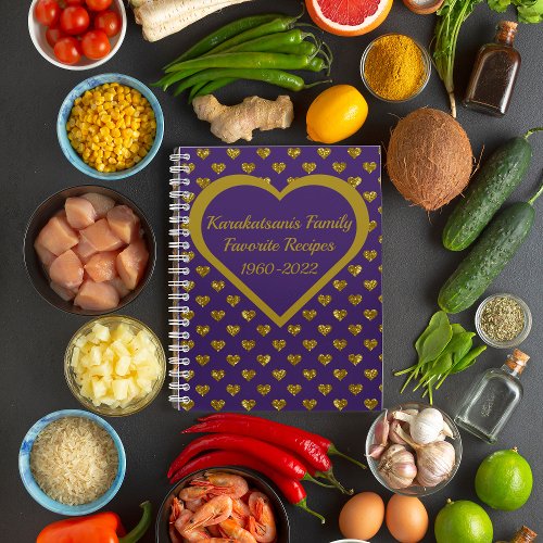 Personalized Royal Purple Keepsake Recipe Book