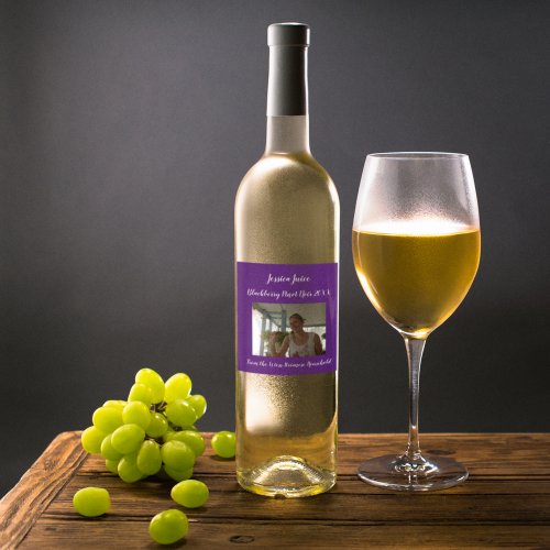 Personalized Royal Purple Photo  Wine Label