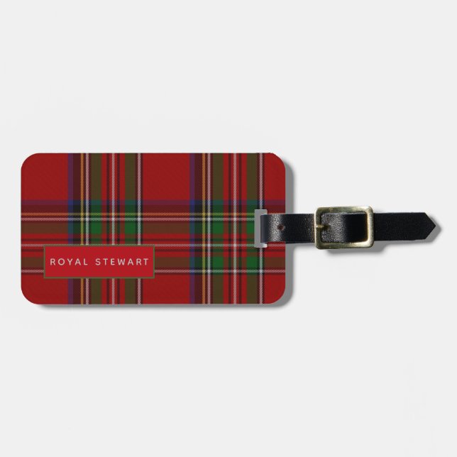Personalized Royal STEWART Tartan Mens Luggage Tag (Front Horizontal)