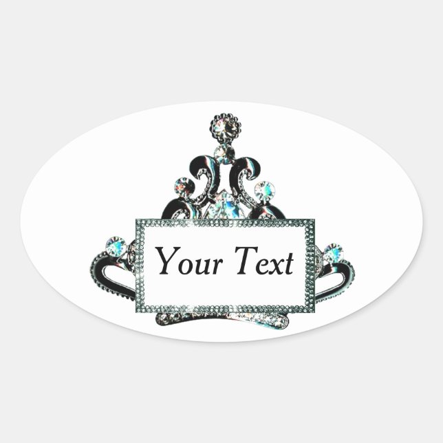 Personalized “Royal Tiara” Oval Sticker (Front)