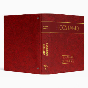 Personalized Royal Velvet Family Documents 3 Ring Binder