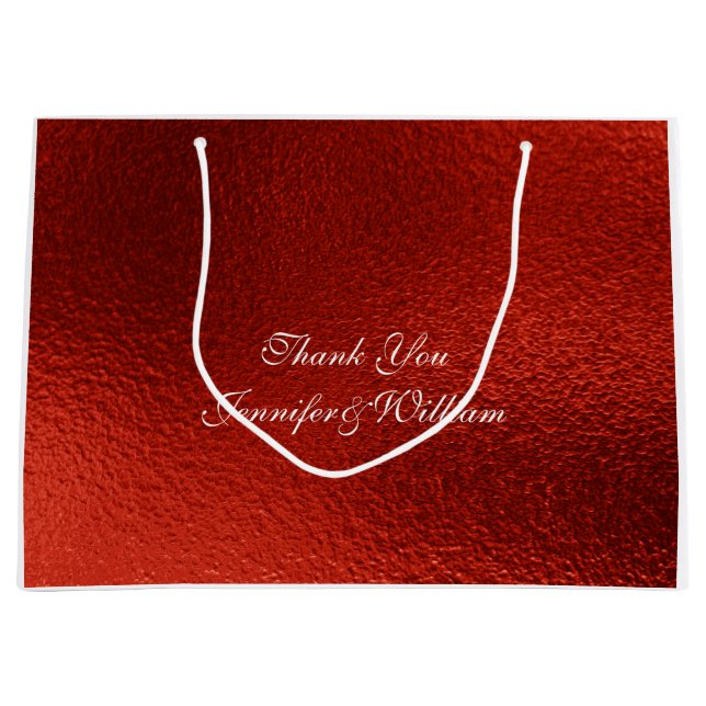 Personalized Royal Wedding Red Metallic Shiny Large Gift Bag (Front)