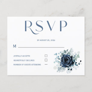 Personalized RSVP Blue Cards for Wedding