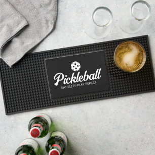 Personalized rubber bar mat for pickleball player