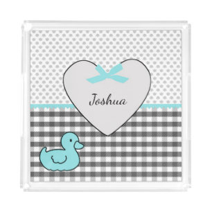 Personalized Rubber Duck and Heart Acrylic Tray