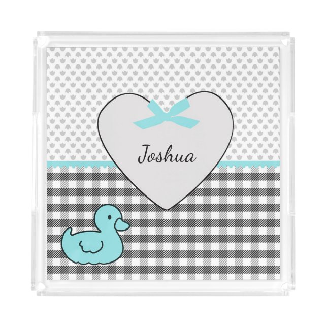 Personalized Rubber Duck and Heart Acrylic Tray (Front)