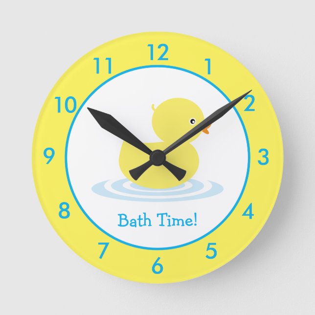 Personalized Rubber Duck Bathroom Custom Round Clock (Front)