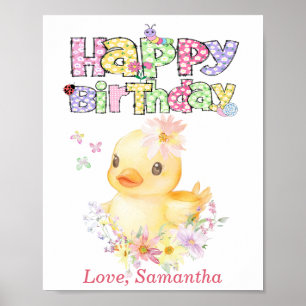 Personalized Rubber Duck First Birthday Poster