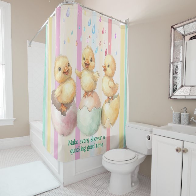 Personalized Rubber Duckie  Waterproof  Shower Curtain (In Situ)