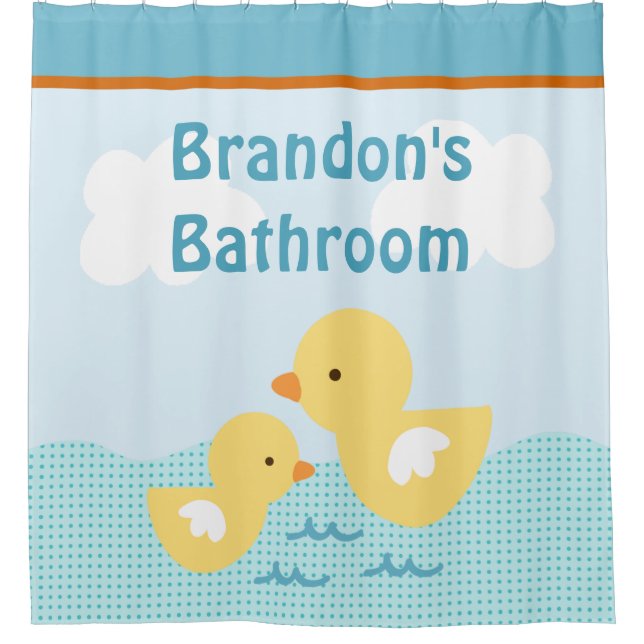 Personalized Rubber Duckies Kid's Shower Curtain (Front)