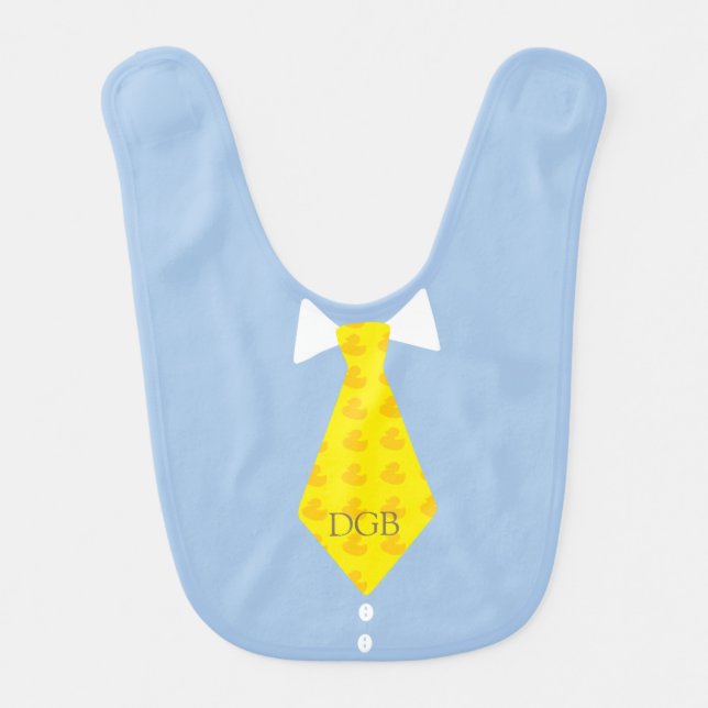 Personalized Rubber Ducky Necktie Blue Bib (Front)