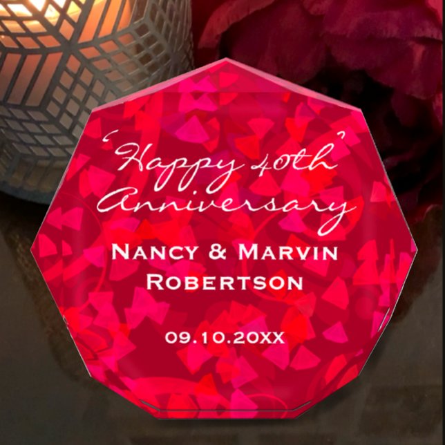 Personalized Ruby 40th Anniversary Keepsake Gift Photo Block (Add couples names and anniversary date to create a ruby red 40th anniversary keepsake gift
)