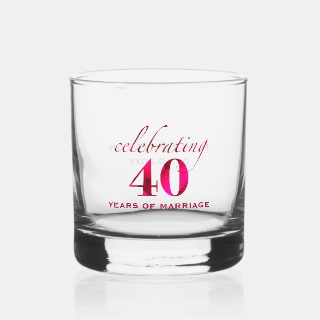 Personalized Ruby 40th Anniversary Keepsake Gift Whiskey Glass (Front)