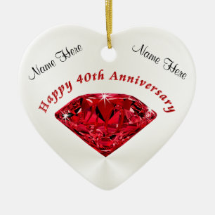 Personalized Ruby 40th Anniversary Ornaments