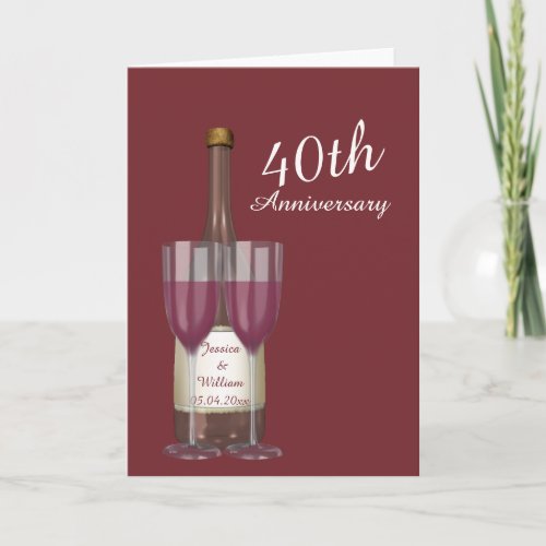 Personalized Ruby 40th Wedding Anniversary Card