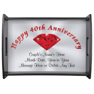 Personalized Ruby 40th Wedding Anniversary Gifts Serving Tray