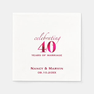 Personalized Ruby 40th Wedding Anniversary Party Napkins