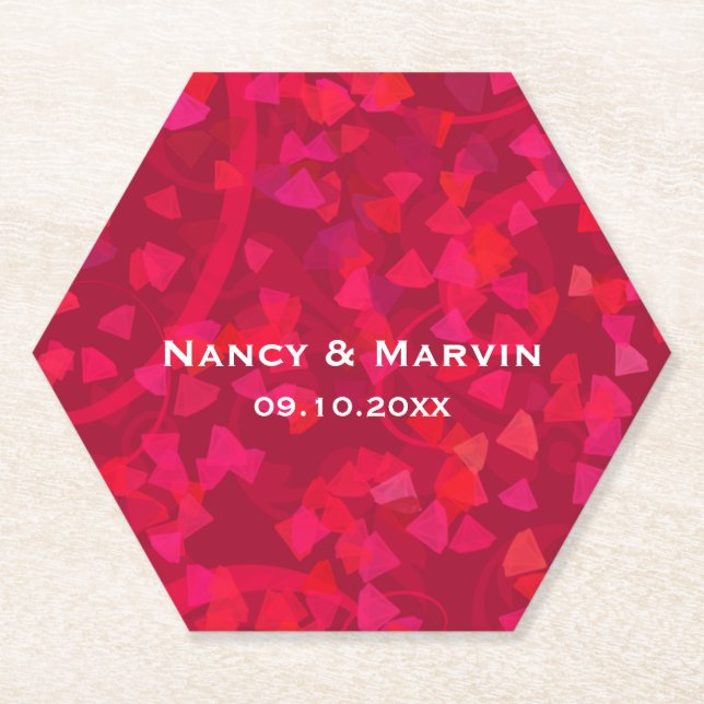 Personalized Ruby 40th Wedding Anniversary Party Paper Coaster (Front)