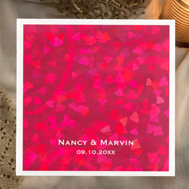 Personalized Ruby 40th Wedding Anniversary Party Paper Dinner Napkins (Add couples names and 40th anniversary date to this vibrant ruby gem pink red party napkin
)