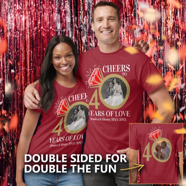 Personalized ruby anniversary then now photo ring T-Shirt (Creator Uploaded)