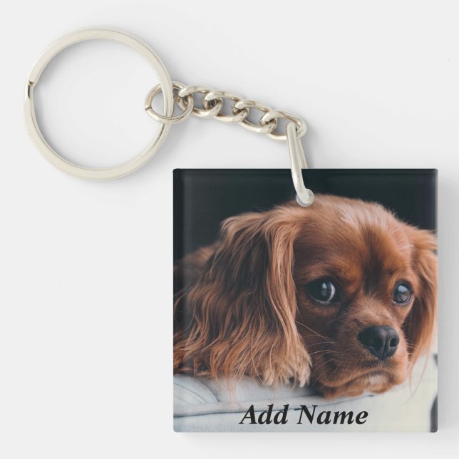 Personalized Ruby Cavalier King Charles Spaniel Keychain (Front)