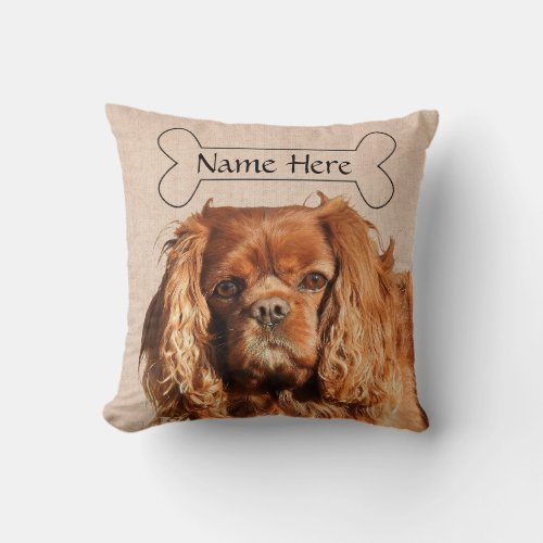 Personalized Ruby Cavalier King Charles Spaniel Throw Pillow