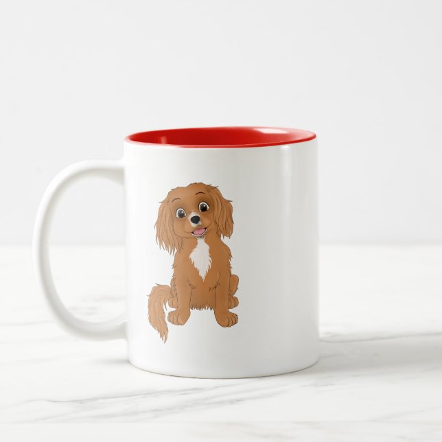Personalized Ruby Cavalier King Charles Spaniel   Two-Tone Coffee Mug (Left)