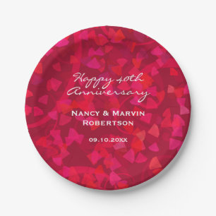 Personalized Ruby Gem Red 40th Anniversary Party Paper Plates