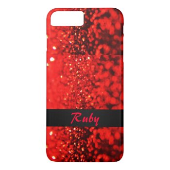 Personalized Ruby Red Glitter Iphone 7 Plus Case by Skinssity at Zazzle