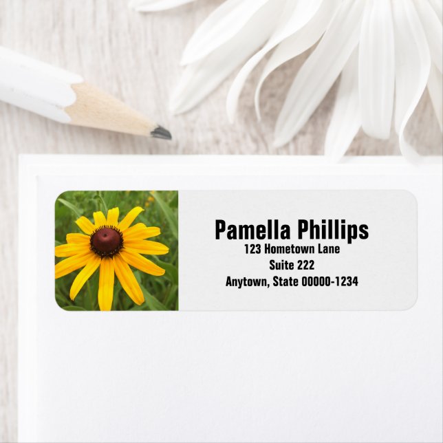 Personalized Rudbeckia Flower Close-Up Photograph Label (Insitu)