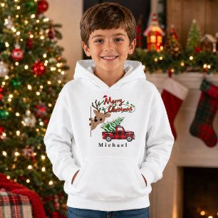 Personalized Rudolph Merry Christmas Boys’ Hoodie