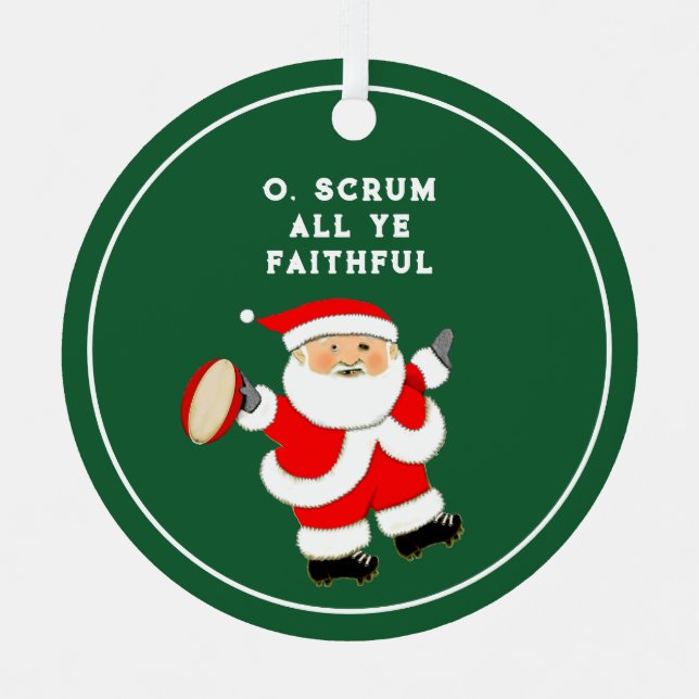 Personalized Rugby Christmas Collectible Metal Ornament (Front)