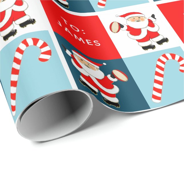 Personalized Rugby Holiday Gift Wrapping Paper (Roll Corner)