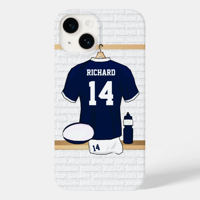 Personalized Rugby Jersey in locker room Case-Mate iPhone Case (Back)